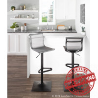 Lumisource BS-MIRAGE BKSV Mirage Contemporary Barstool in Black Metal and Silver Mesh Fabric